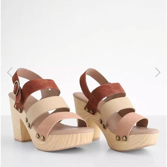 Chinese Laundry Sandal FLOWER Split Suede Platform Rust/Cream Euro 41 Sz 10 NIB - Picture 2 of 4